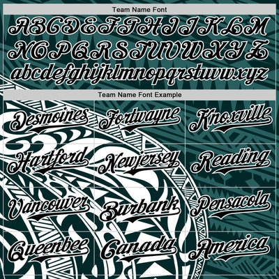 Custom Teal Black-White 3D Polynesian Style Islander Authentic Baseball Jersey