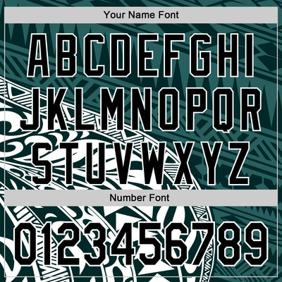 Custom Teal Black-White 3D Polynesian Style Islander Authentic Baseball Jersey