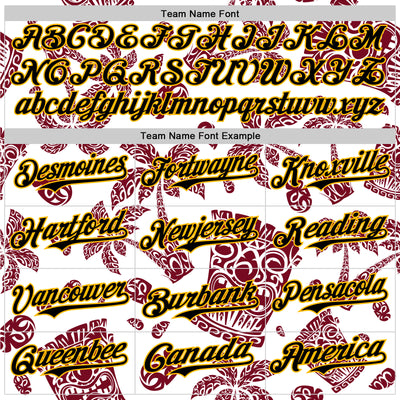 Custom White Black Crimson-Gold 3D Polynesian Style Tiki Culture Islander Authentic Baseball Jersey