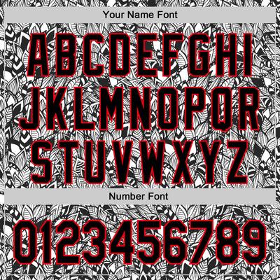 Custom White Black-Fire Red 3D Polynesian Style Islander Authentic Baseball Jersey