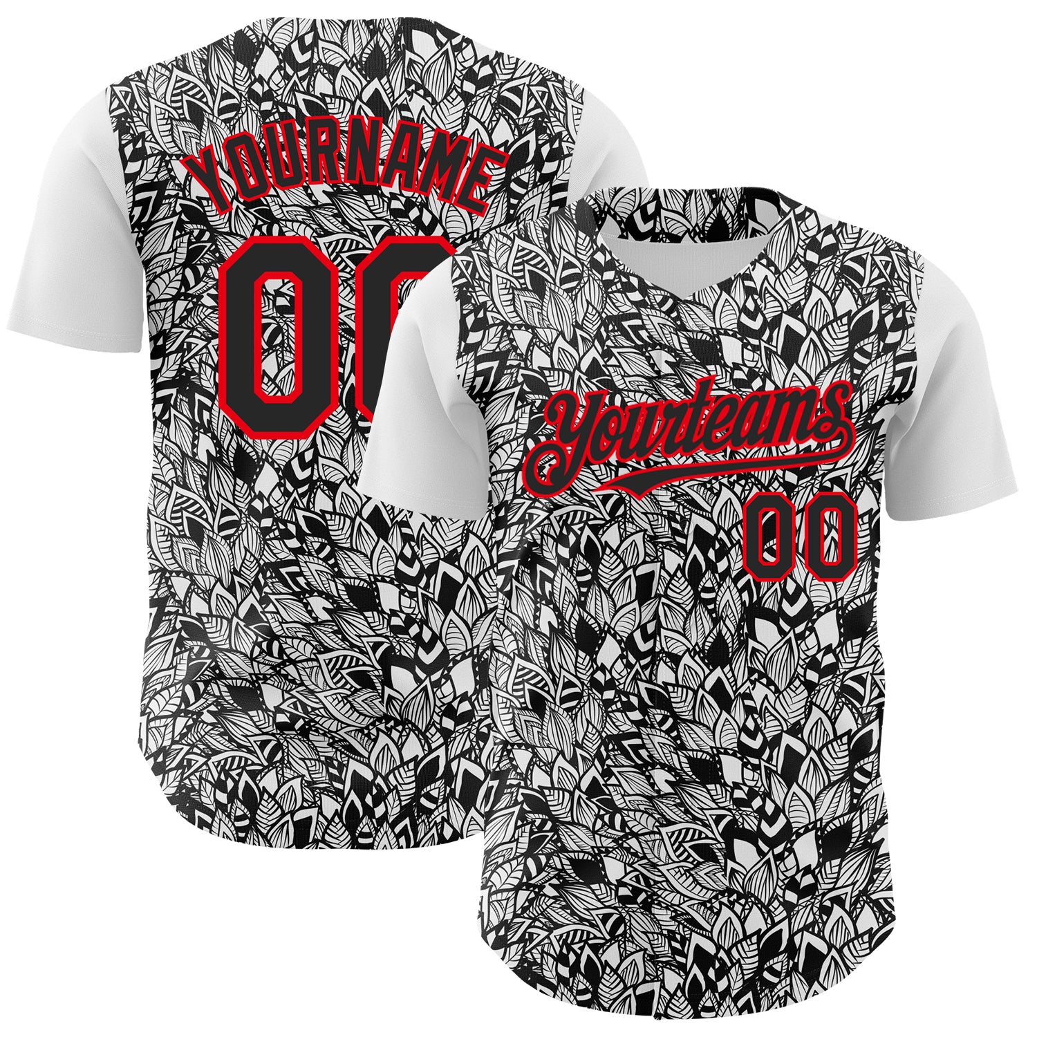 Custom White Black-Fire Red Polynesian Style Islander Authentic Baseball Jersey