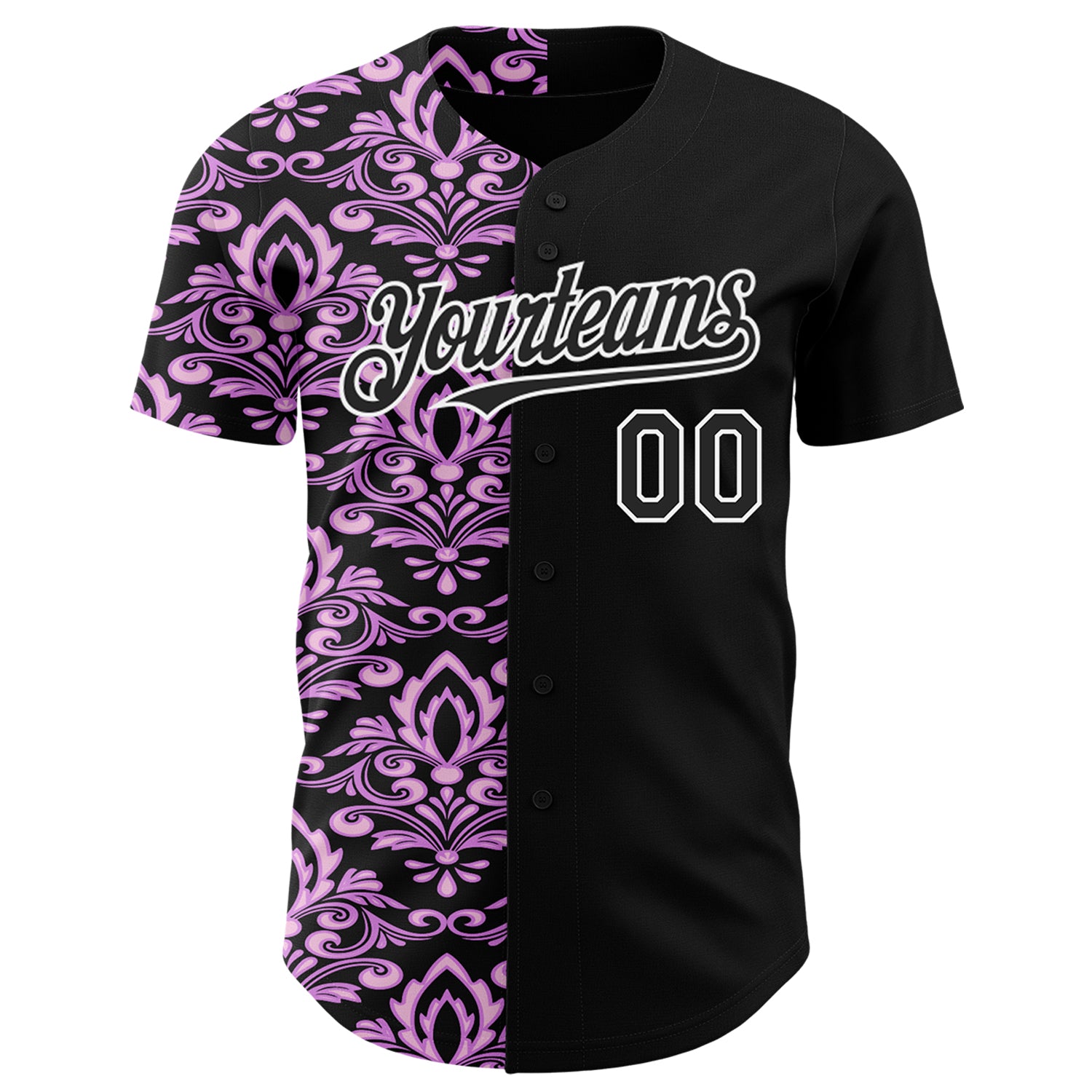 Custom Black Purple-White 3D Polynesian Style Islander Authentic Baseball Jersey