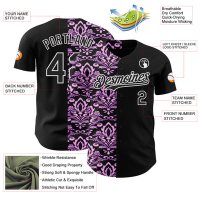 Custom Black Purple-White 3D Polynesian Style Islander Authentic Baseball Jersey