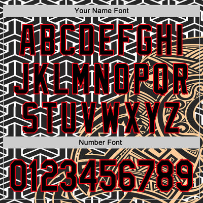 Custom White Black Old Gold-Fire Red 3D Polynesian Style Islander Authentic Baseball Jersey