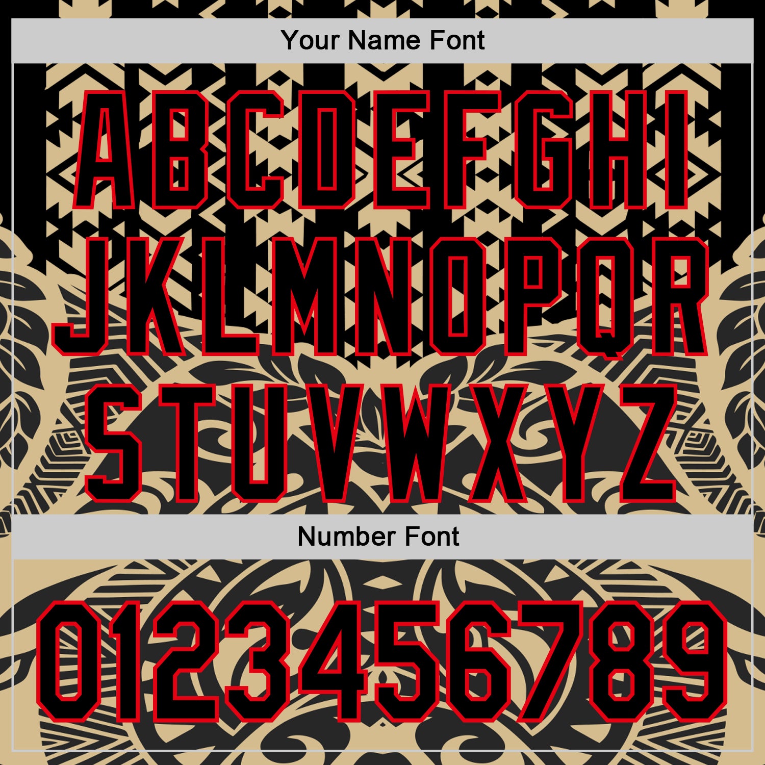 Custom Black Vegas Gold-Fire Red 3D Polynesian Style Islander Authentic Baseball Jersey