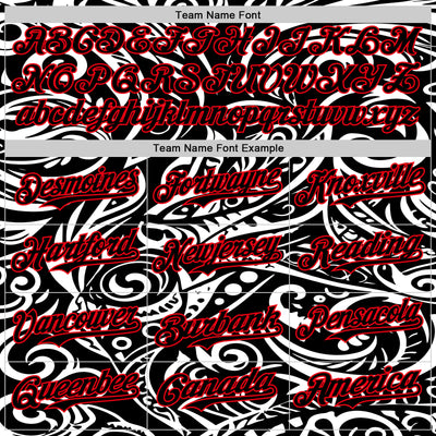 Custom Black White-Fire Red 3D Polynesian Style Islander Authentic Baseball Jersey