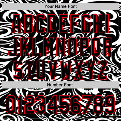 Custom Black White-Fire Red 3D Polynesian Style Islander Authentic Baseball Jersey