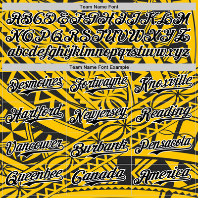 Custom Yellow Black-White 3D Polynesian Style Islander Authentic Baseball Jersey