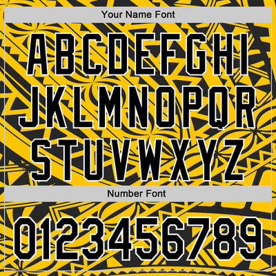 Custom Yellow Black-White 3D Polynesian Style Islander Authentic Baseball Jersey