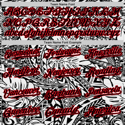 Custom Black White-Fire Red 3D Polynesian Style Islander Authentic Baseball Jersey