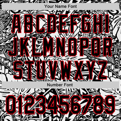 Custom Black White-Fire Red 3D Polynesian Style Islander Authentic Baseball Jersey