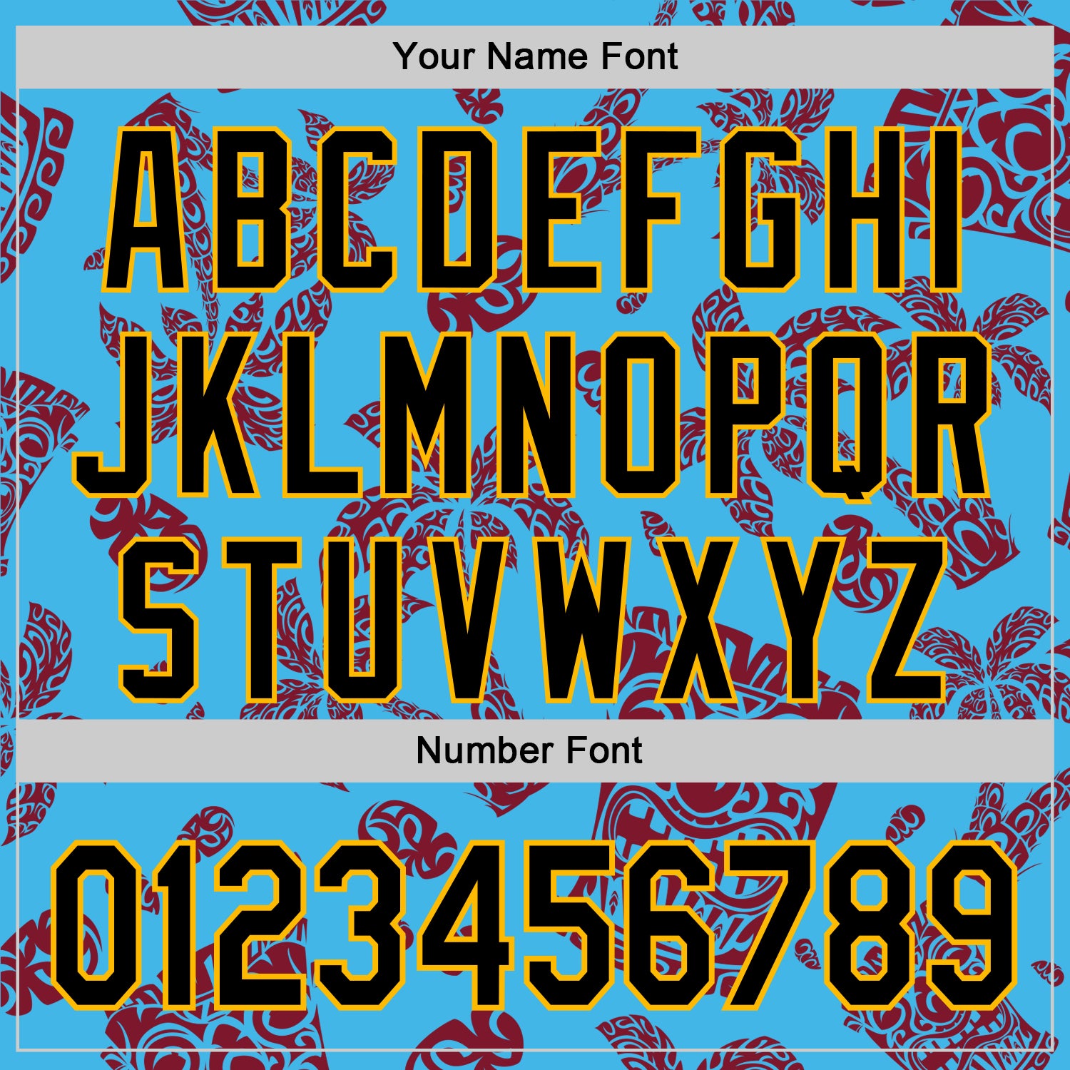 Custom Sky Blue Black Crimson-Gold 3D Polynesian Style Tiki Culture Islander Authentic Baseball Jersey