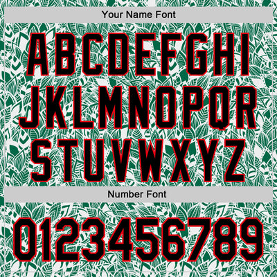 Custom White Black Kelly Green-Fire Red 3D Polynesian Style Islander Authentic Baseball Jersey