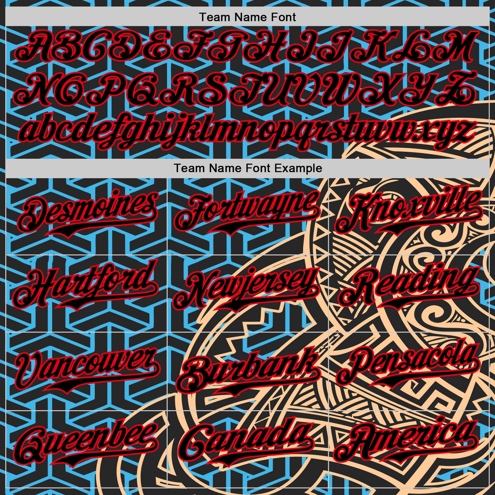 Custom Black Sky Blue Old Gold-Fire Red 3D Polynesian Style Islander Authentic Baseball Jersey