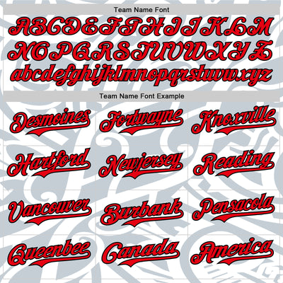 Custom White Fire Red Silver-Black 3D Polynesian Style Islander Authentic Baseball Jersey