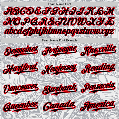 Custom Gray Black White-Fire Red 3D Polynesian Style Palm Leaves Islander Authentic Baseball Jersey