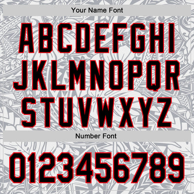 Custom Gray Black White-Fire Red 3D Polynesian Style Palm Leaves Islander Authentic Baseball Jersey