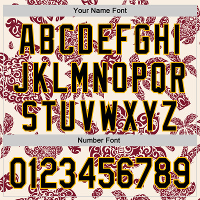 Custom Cream Black Crimson-Gold 3D Polynesian Style Palm Trees Islander Authentic Baseball Jersey