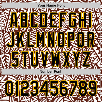 Custom White Black Brown-Gold 3D Polynesian Style Islander Authentic Baseball Jersey