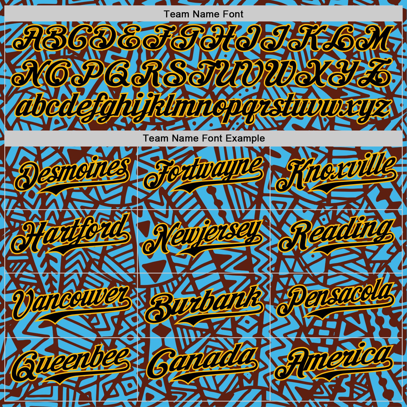 Custom Sky Blue Black Brown-Gold 3D Polynesian Style Islander Authentic Baseball Jersey