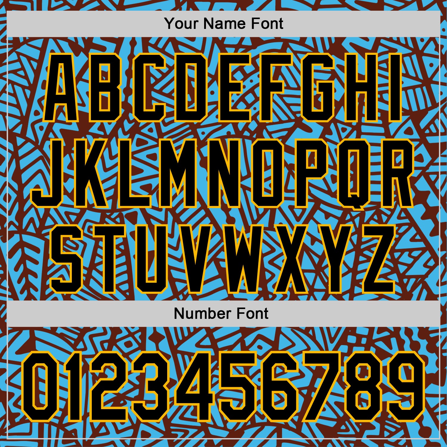 Custom Sky Blue Black Brown-Gold 3D Polynesian Style Islander Authentic Baseball Jersey