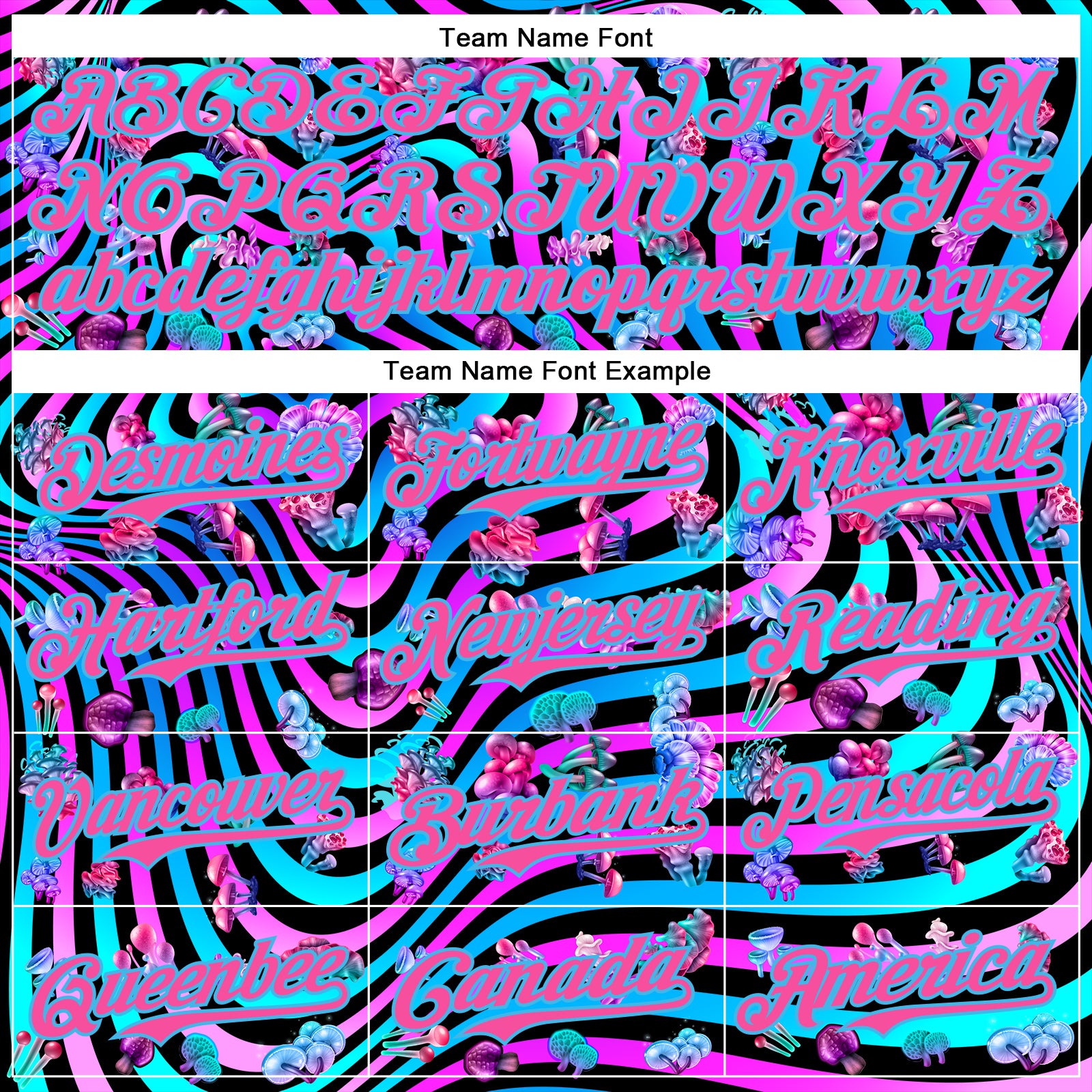 Custom Black Pink Purple-Sky Blue 3D Pattern Design Trippy Psychedelic Magic Mushrooms Authentic Baseball Jersey