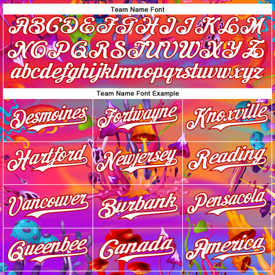 Custom Red White 3D Pattern Design Trippy Psychedelic Magic Mushrooms Authentic Baseball Jersey