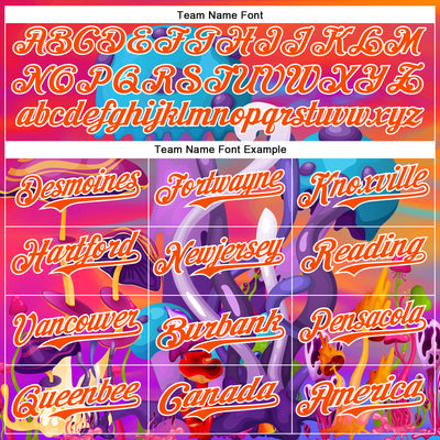 Custom Red Orange Purple-White 3D Pattern Design Trippy Psychedelic Magic Mushrooms Authentic Baseball Jersey