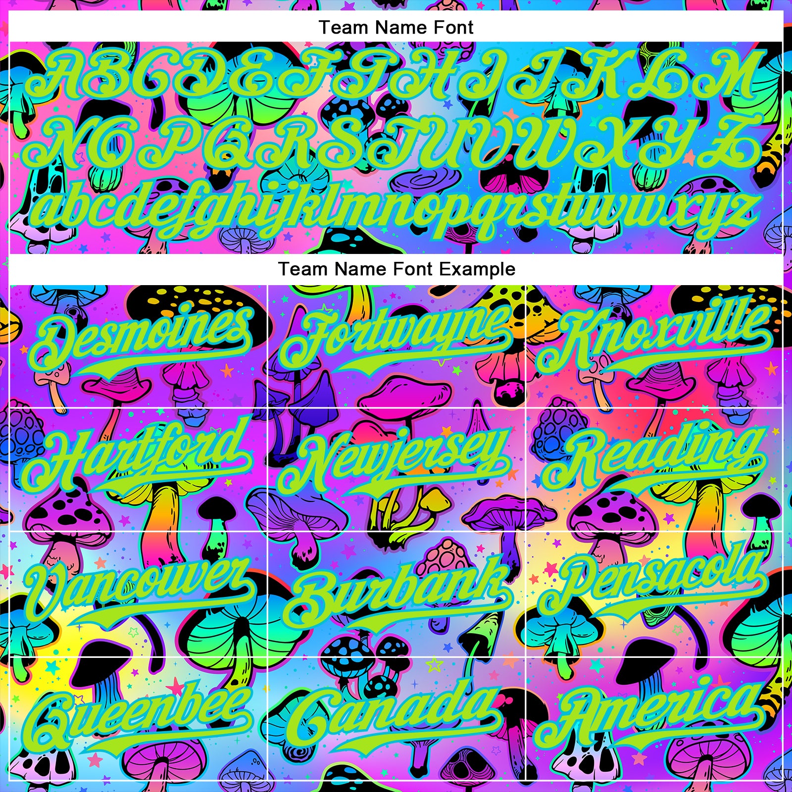 Custom Purple Neon Green-Lakes Blue 3D Pattern Design Trippy Psychedelic Magic Mushrooms Authentic Baseball Jersey