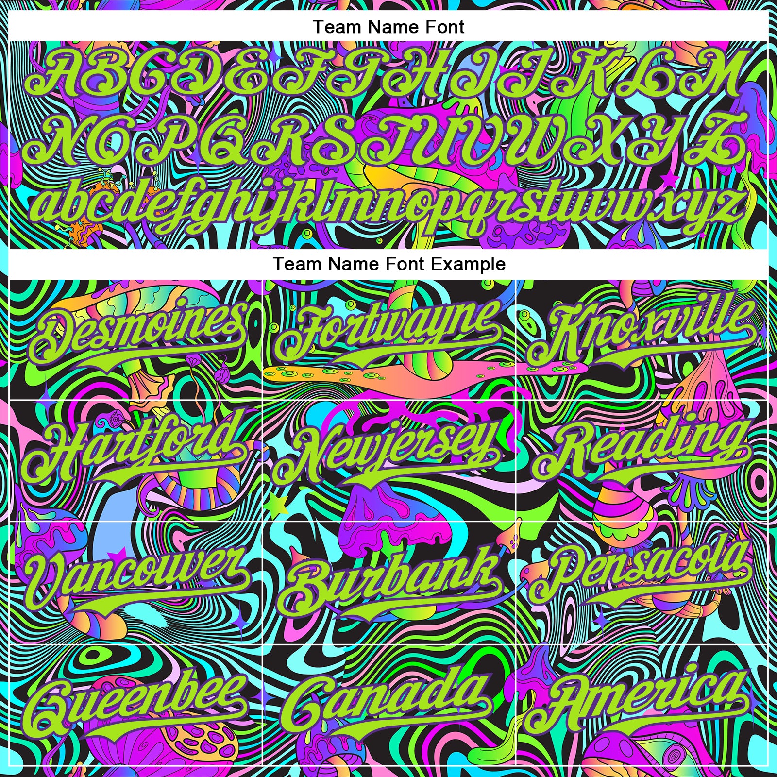 Custom Purple Neon Green 3D Pattern Design Trippy Groovy Magic Mushrooms Authentic Baseball Jersey