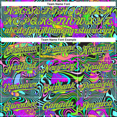 Custom Purple Neon Green 3D Pattern Design Trippy Groovy Magic Mushrooms Authentic Baseball Jersey