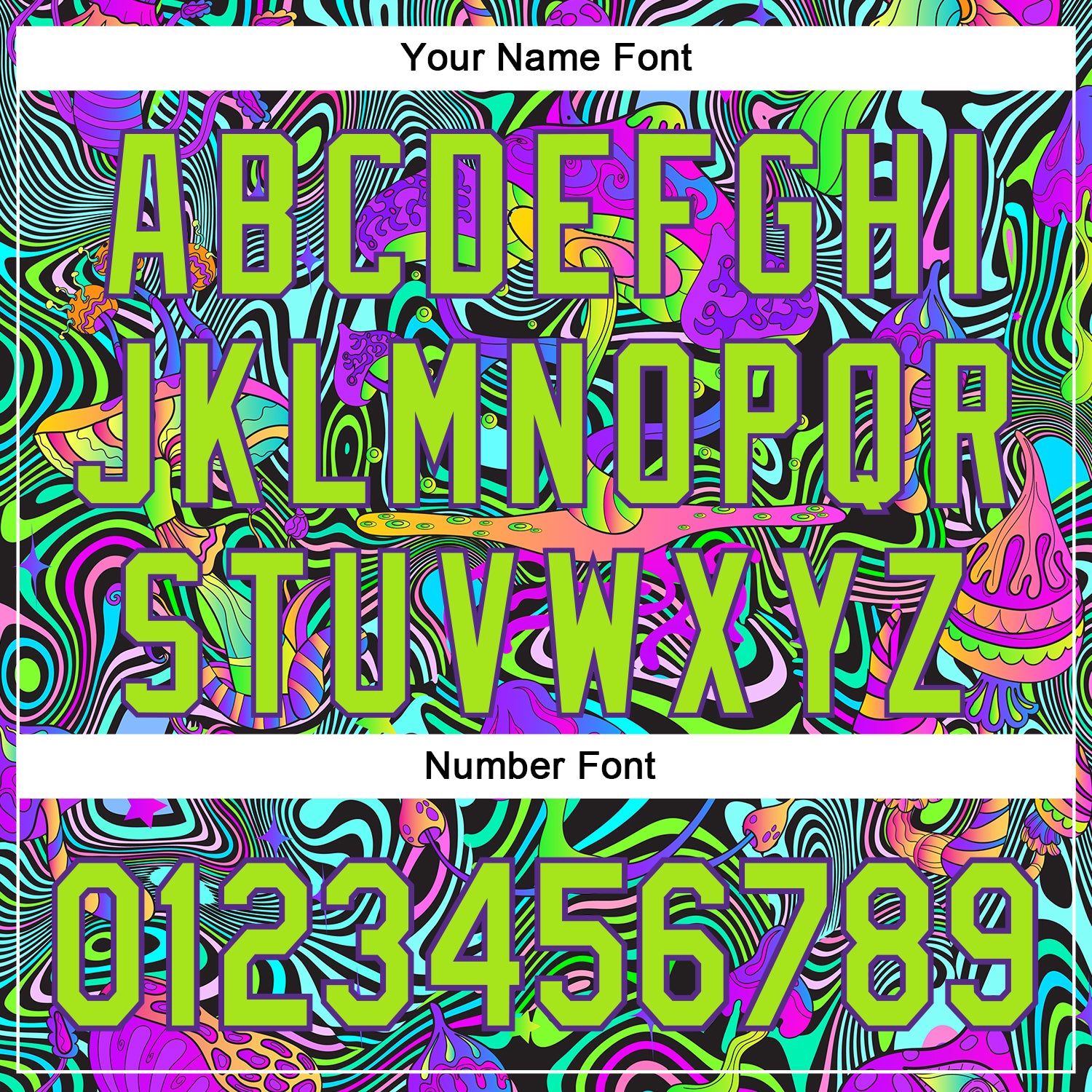 Custom Purple Neon Green 3D Pattern Design Trippy Groovy Magic Mushrooms Authentic Baseball Jersey