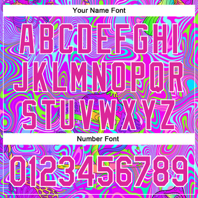 Custom Purple Deep Pink-White 3D Pattern Design Trippy Psychedelic Magic Mushrooms Authentic Baseball Jersey