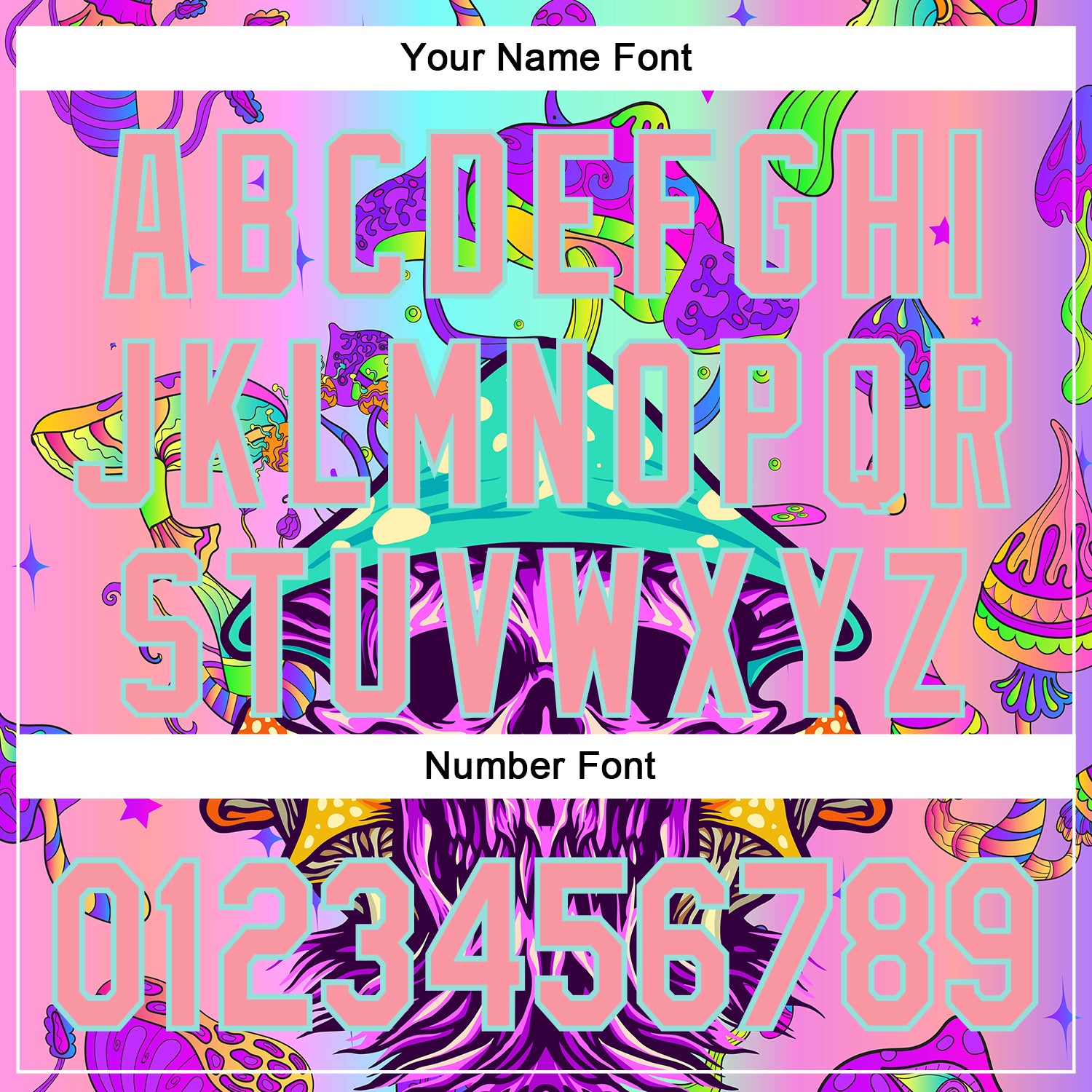 Custom Purple Medium Pink-Ice Blue 3D Pattern Design Trippy Magic Mushrooms Skull Authentic Baseball Jersey