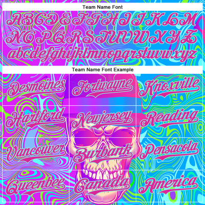 Custom Blue Deep Pink-Ice Blue 3D Pattern Design Trippy Magic Mushrooms Skull Authentic Baseball Jersey