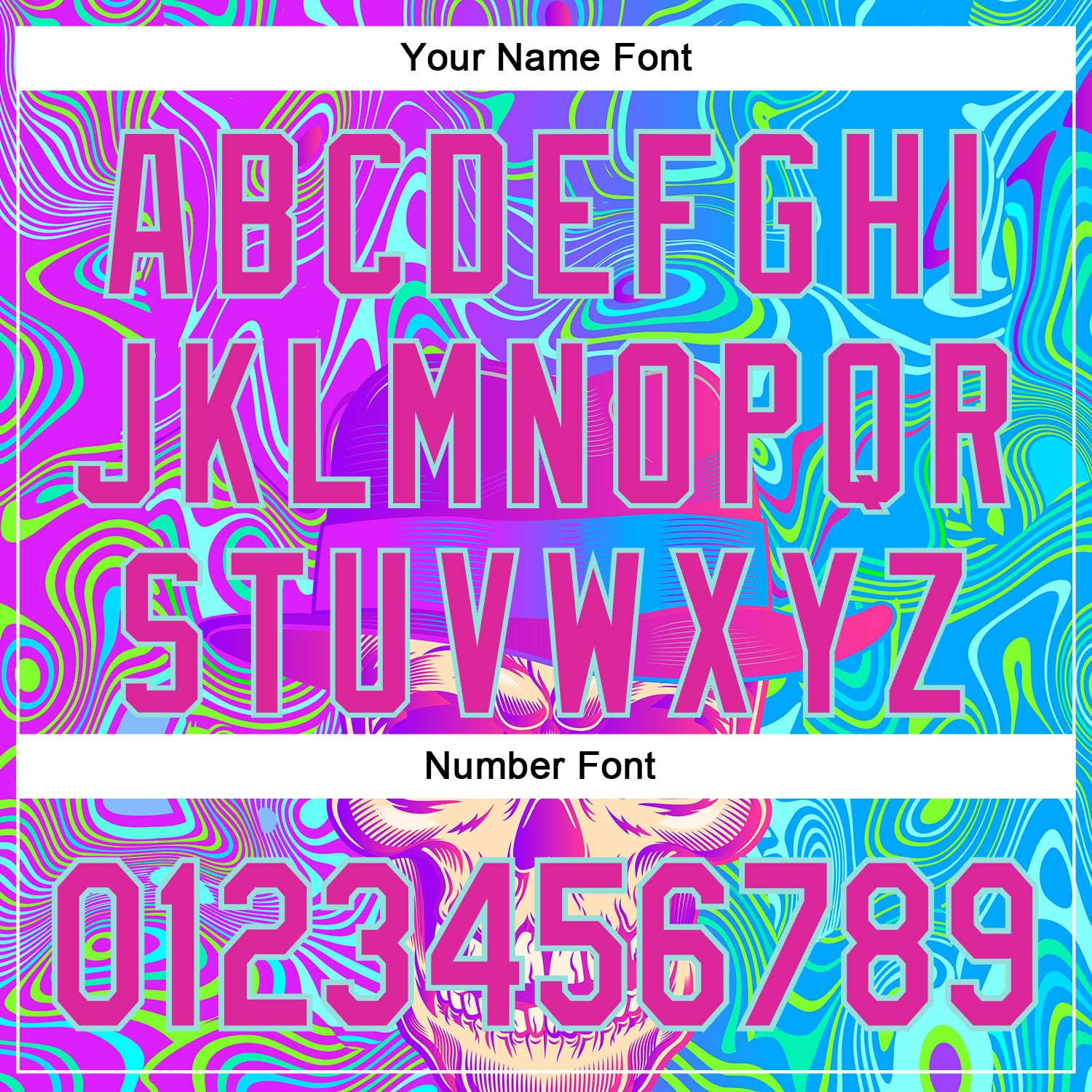 Custom Blue Deep Pink-Ice Blue 3D Pattern Design Trippy Magic Mushrooms Skull Authentic Baseball Jersey