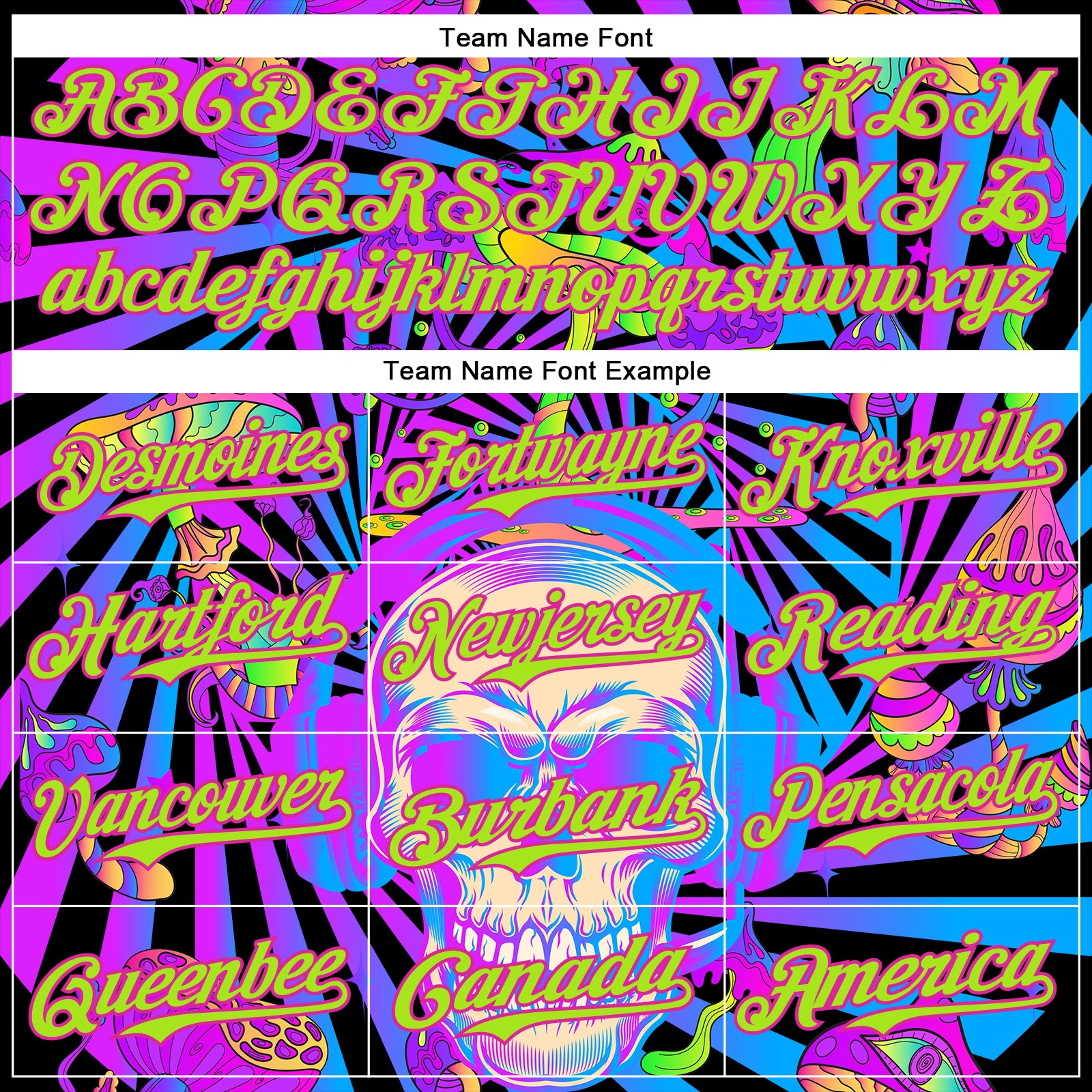 Custom Purple Neon Green-Deep Pink 3D Pattern Design Trippy Magic Mushrooms Skull Authentic Baseball Jersey