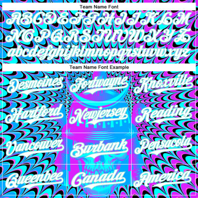 Custom Purple White-Ice Blue 3D Pattern Design Trippy Magic Mushrooms Skull Authentic Baseball Jersey