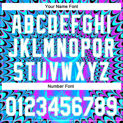Custom Purple White-Ice Blue 3D Pattern Design Trippy Magic Mushrooms Skull Authentic Baseball Jersey