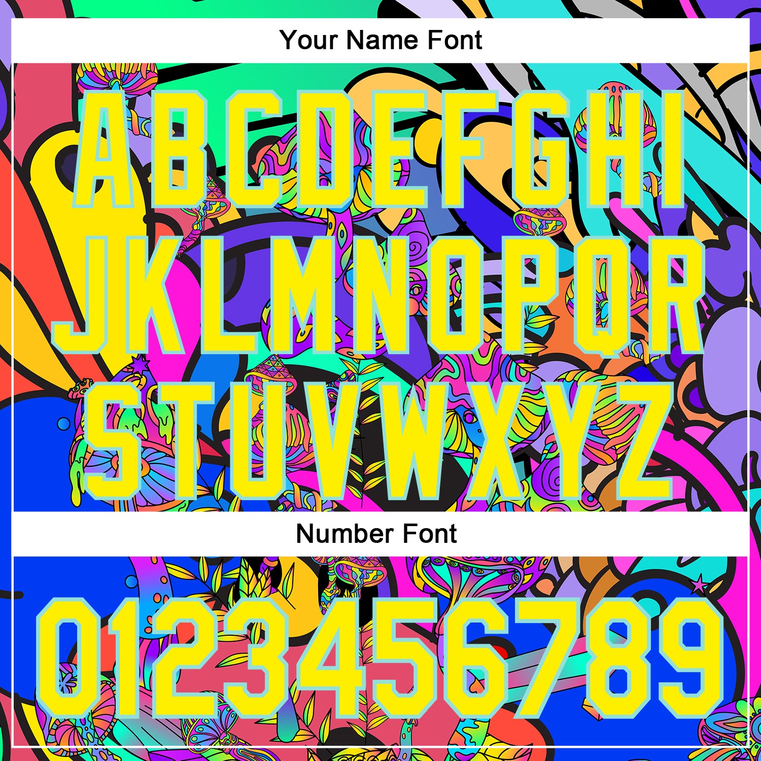 Custom Green Light Yellow-Ice Blue 3D Pattern Design Trippy Magic Mushrooms Hippie Authentic Baseball Jersey