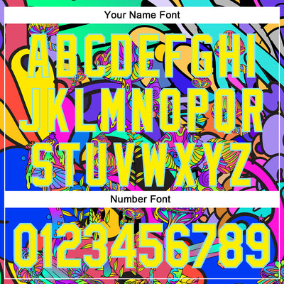 Custom Green Light Yellow-Ice Blue 3D Pattern Design Trippy Magic Mushrooms Hippie Authentic Baseball Jersey