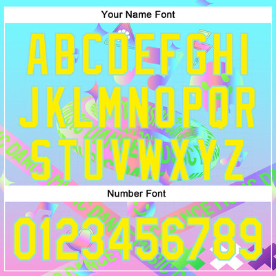 Custom Blue Light Yellow-Ice Blue 3D Pattern Design Trippy Dance Music Acid Authentic Baseball Jersey