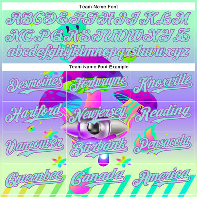 Custom Green Ice Blue-Medium Purple 3D Pattern Design Trippy Magic Mushrooms Acid Authentic Baseball Jersey