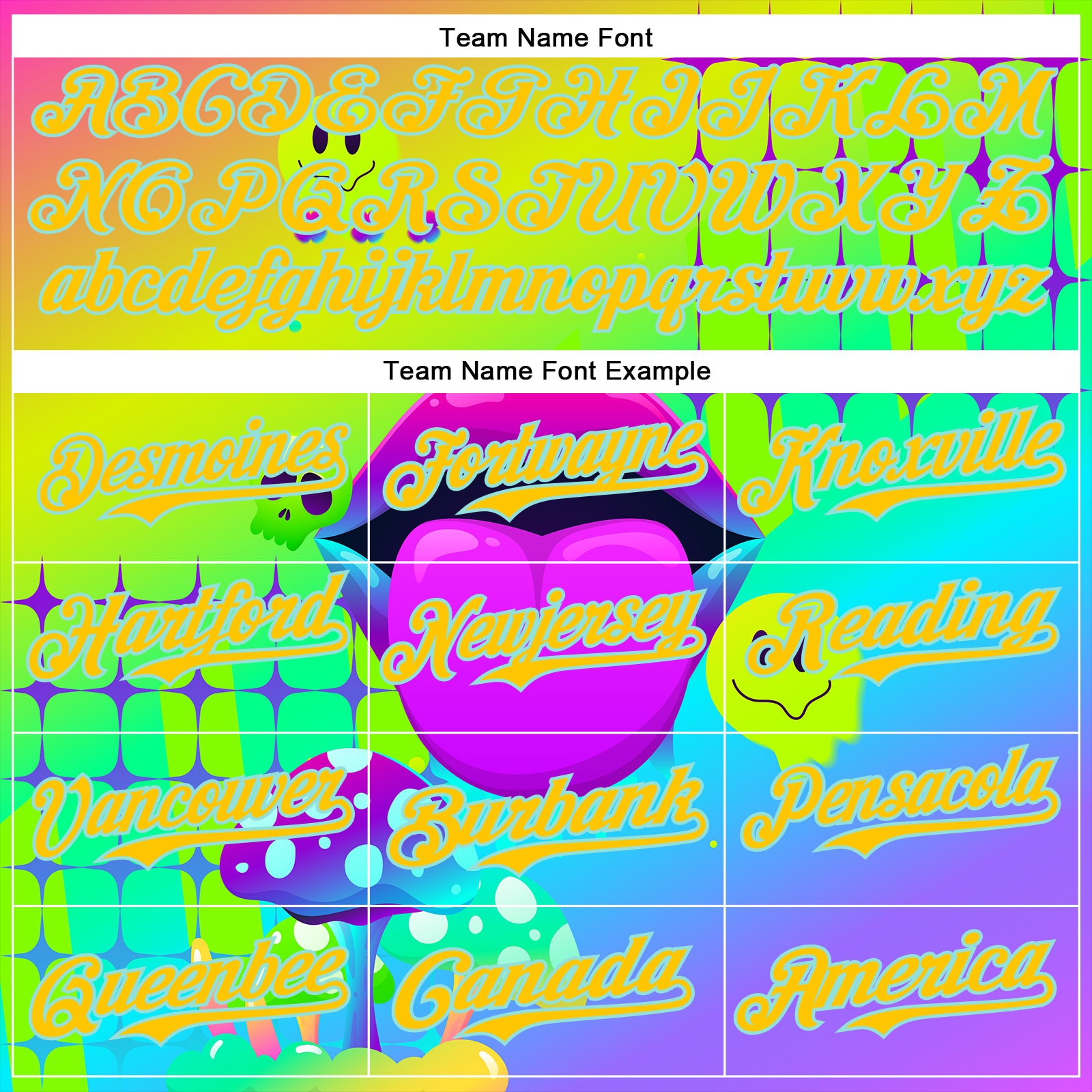 Custom Green Yellow-Ice Blue 3D Pattern Design Trippy Magic Mushrooms Acid Authentic Baseball Jersey