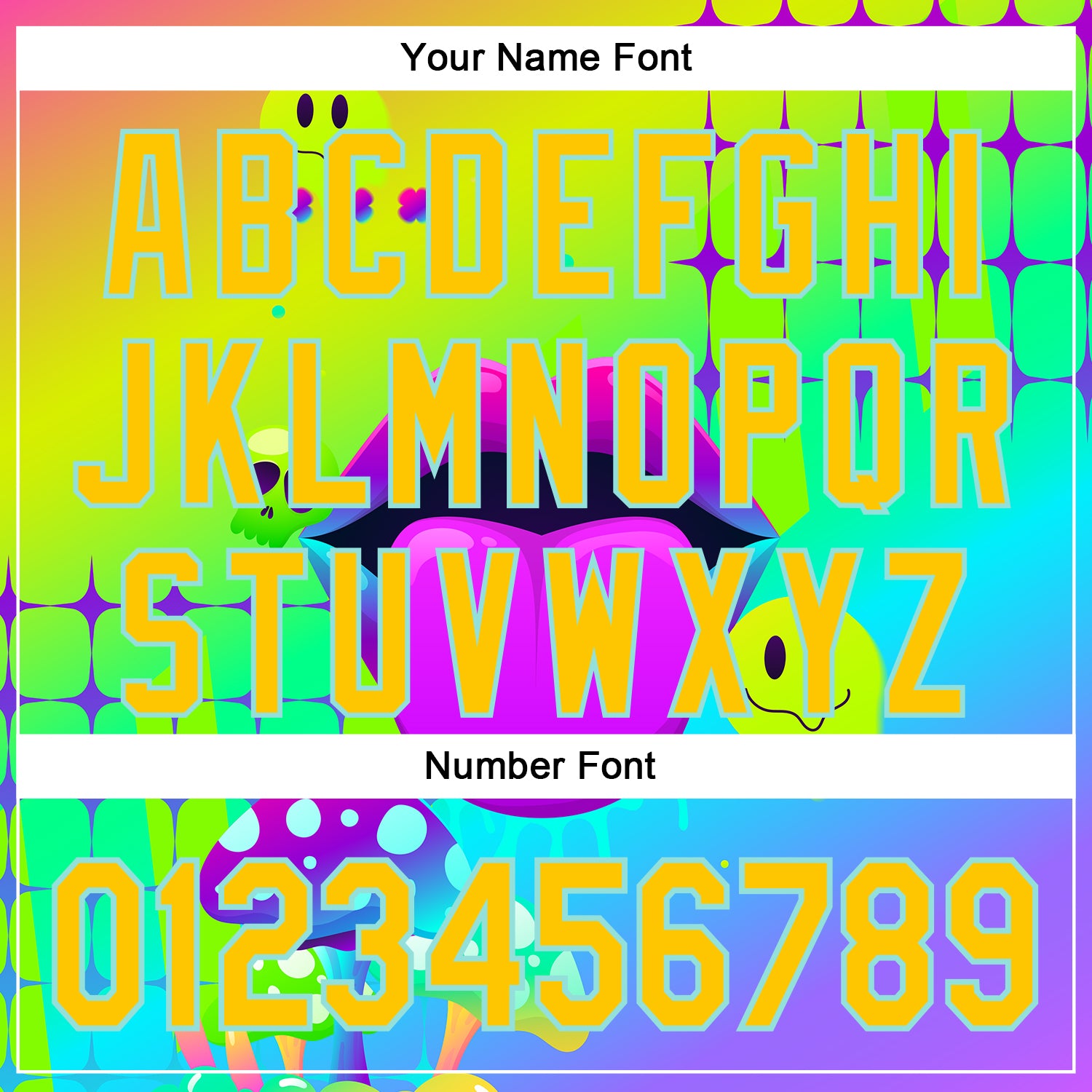 Custom Green Yellow-Ice Blue 3D Pattern Design Trippy Magic Mushrooms Acid Authentic Baseball Jersey