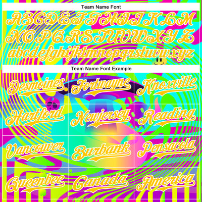 Custom Green Yellow-White 3D Pattern Design Trippy Acid UFO Authentic Baseball Jersey