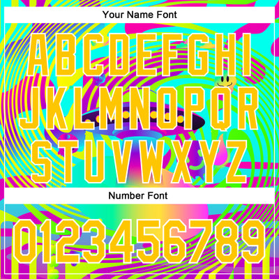 Custom Green Yellow-White 3D Pattern Design Trippy Acid UFO Authentic Baseball Jersey