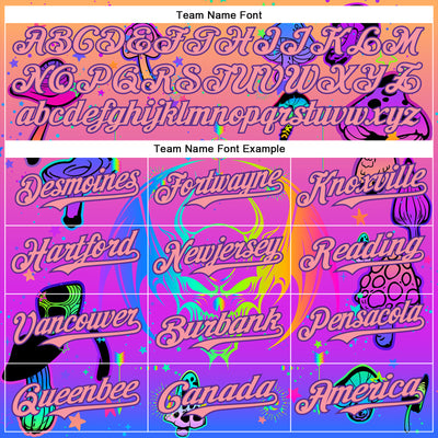 Custom Pink Medium Pink-Purple 3D Pattern Design Trippy Magic Mushrooms Dragon Authentic Baseball Jersey