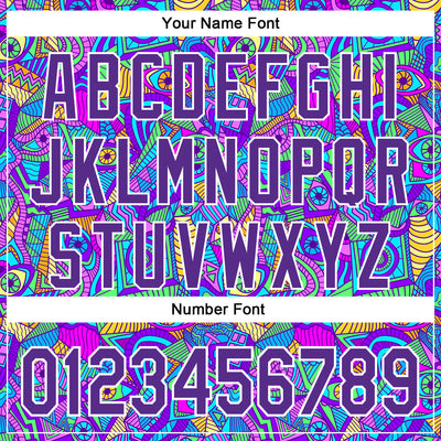 Custom Purple White 3D Pattern Design Trippy Psychedelic Eyes Authentic Baseball Jersey