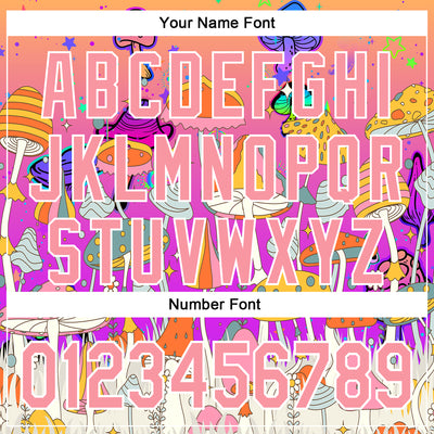 Custom Pink Medium Pink Purple-White 3D Pattern Design Trippy Magic Mushrooms Hippie Authentic Baseball Jersey